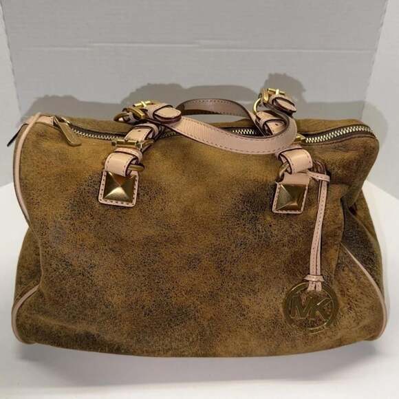 Michael Kors Handbags - Michael Kors Suede Satchel Handbag Rustic Brown